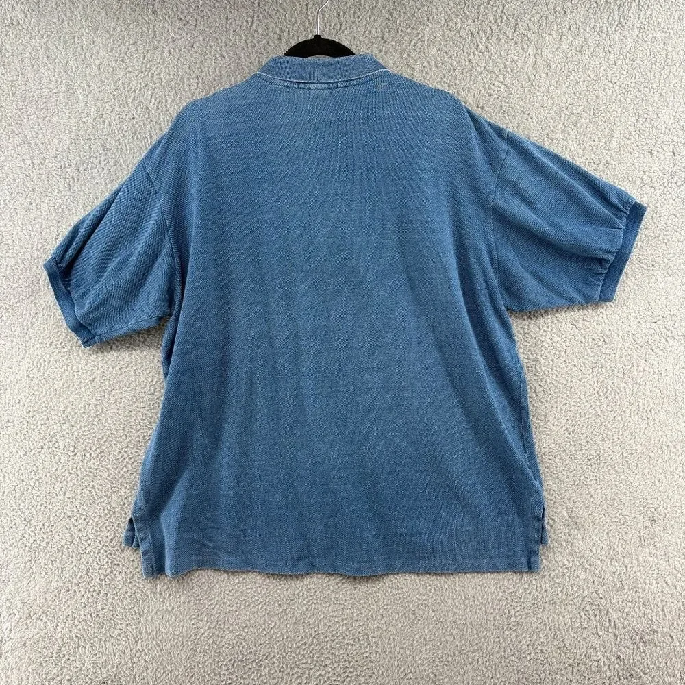Vintage Ralph Lauren Blue Cotton Polo Shirt - Size XL Made in USA